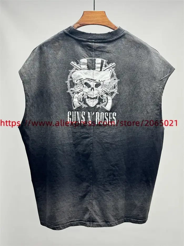 Vintage SAINT Guns N Roses lavé T-Shirts haute qualité sol sale Spray porté à la main débardeur t-shirt hauts