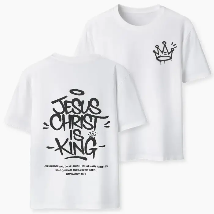 Nouveau style 2026 – T-shirt chrétien respirant et décontracté de haute qualité « Jésus-Christ est Roi » pour hommes et femmes – Collection été