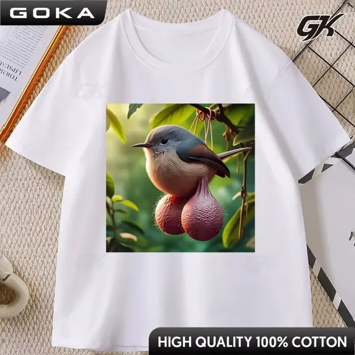 T-shirt humoristique en coton à col rond pour homme
