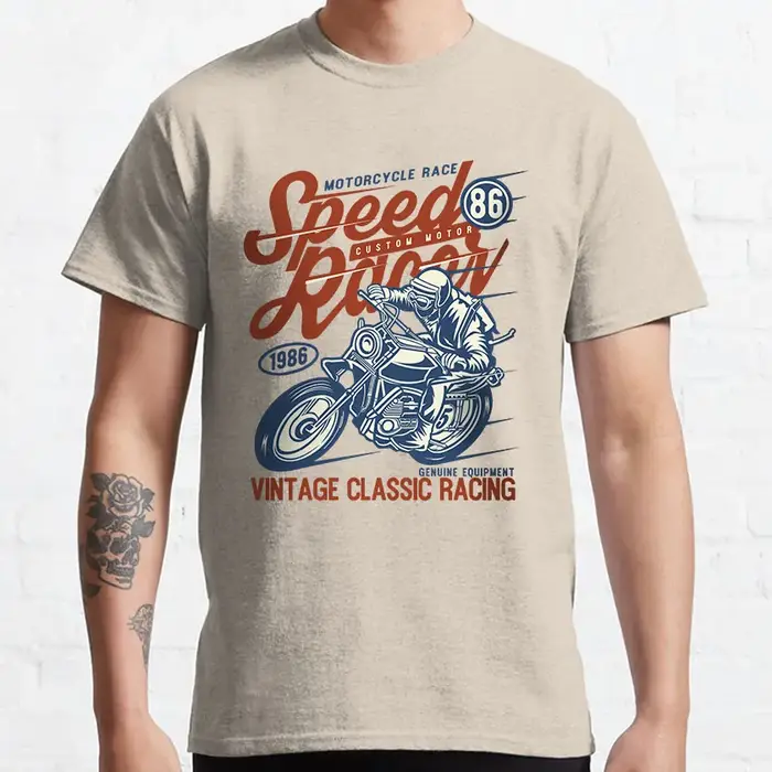Speed Inboulon t-T-shirt imprimé de moto vintage pour hommes