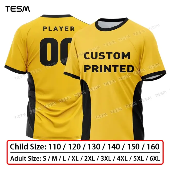 TESM T-Shirt personnalisé sport respirant maille à manches courtes Logo personnalisé extérieur décontracté publicité chemise groupe équipe cou chemise