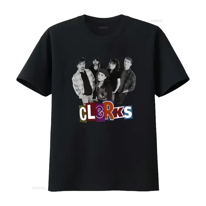 T-shirt Clerks Movie Cast pour un style décontracté vintage, streetwear délavé, extensible, polyvale