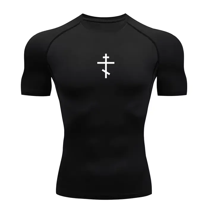 Chemise de Compression à imprimé croisé pour hommes t-shirt athlétique chrétien t-shirts hauts gymna