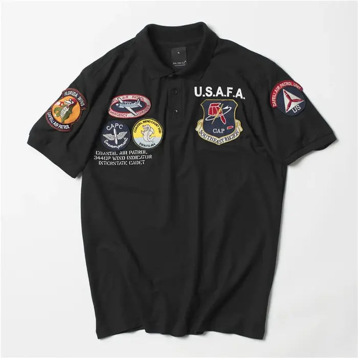 2025 vintage USAFA top gun polo hommes vêtements marques été à manches courtes militaire air force un top gun armée USN MA1 USMC