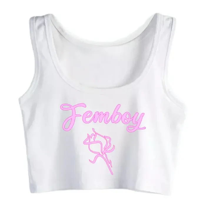 Femboy Rose Grunge Esthetische gothique Y2k débardeur été coton sport Fitness entraînement haut court drôle vilain Camisole
