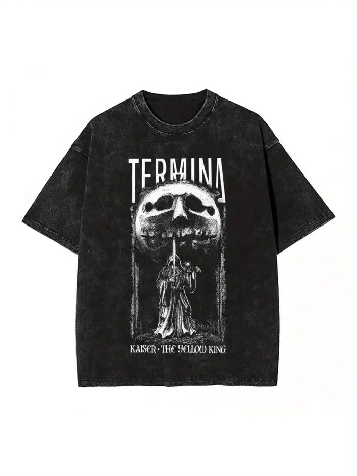 T-shirts délavés peur et la faim Termina Kaiser le roi jaune Hip Hop T-Shirts surdimensionné haut t-
