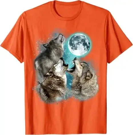 3 loup lune hurlant tête de loup loup drôle pour hommes femmes T-Shirt Humor drôle maman papa cadeau tenue graphique disant T-Shirt Y2k haut