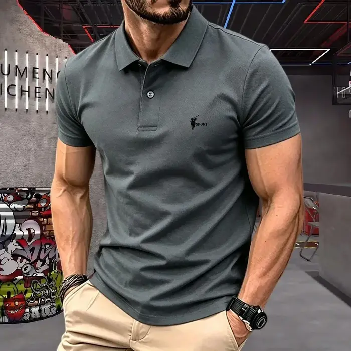 Polo homme été 2026 respirant à manches courtes – Chemise de golf et de bureau