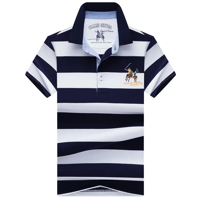 Polo rayé homme mode affaires coton Polo homme décontracté respirant manches courtes hommes revers b