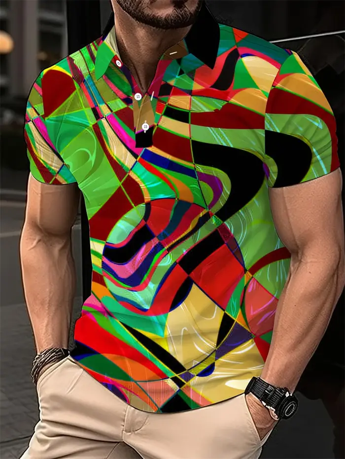 Polo pour homme coloré à motif psychédélique