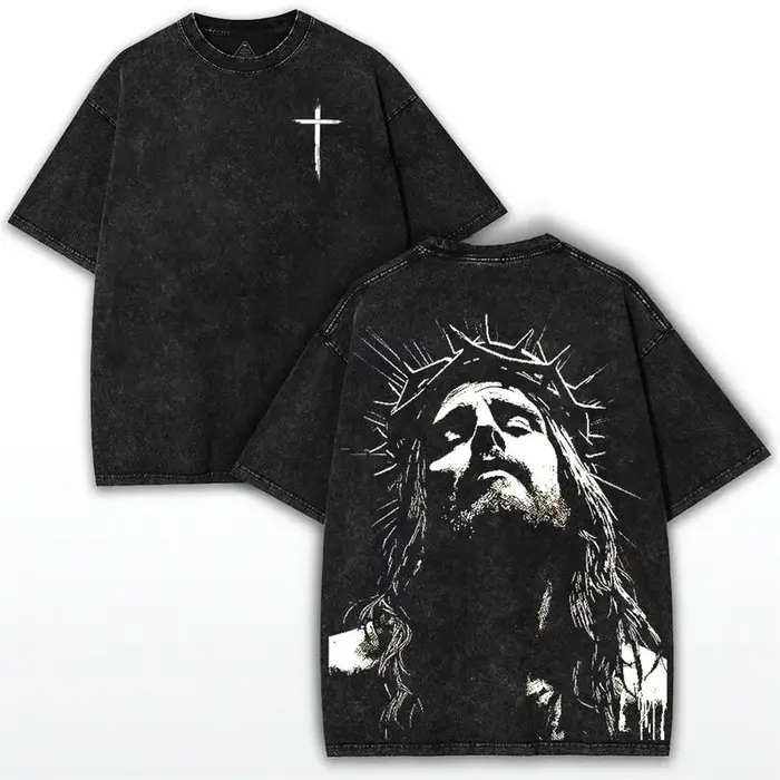 T-shirt surdimensionné couronne d'épines: imprimé Grunge jésus-Faithcore Streetwear T-shirt Vintage Do Old hauts de personnalité de haute qualité