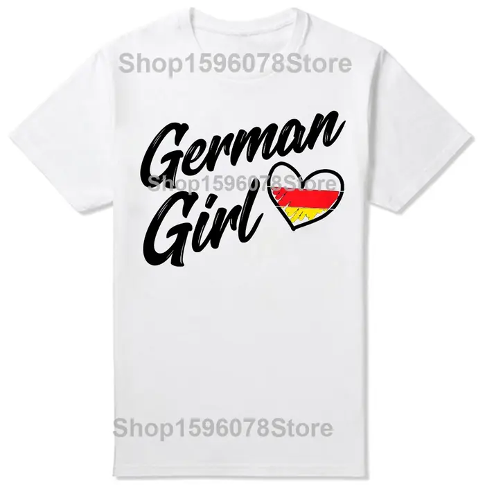 T-shirts drôles Allemagne Drapeau allemand Fille allemande Mode décontractée pour hommes et femmes T-shirt 100% coton ample et surdimensionné