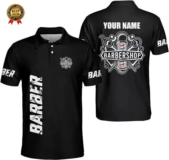 Polo de barbier à manches courtes pour hommes