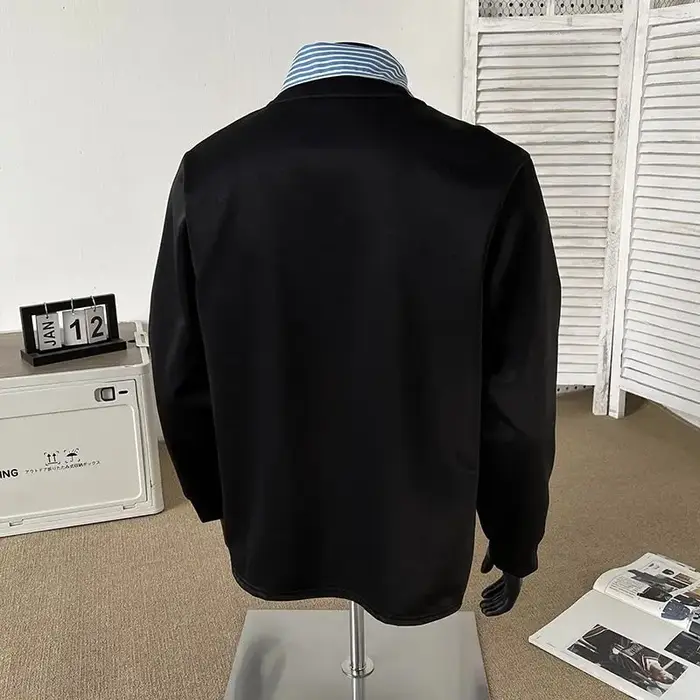Faux sweat-shirt épissé deux pièces pour hommes, Style d'automne, haut de gamme et beau T-shirt à manches longues, POLO rétro américain