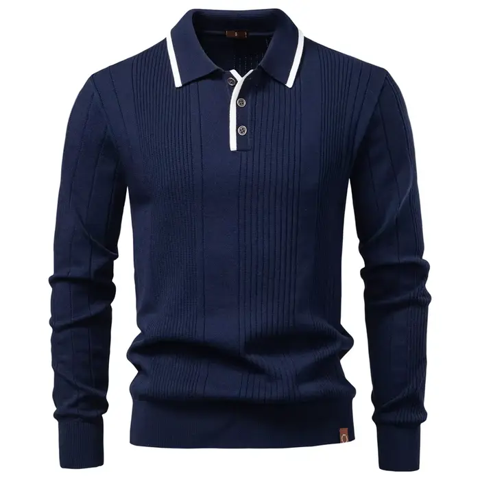 Nouveau Revers hommes pull Polo demi fermeture éclair haute qualité couleur bloquant tricoté
