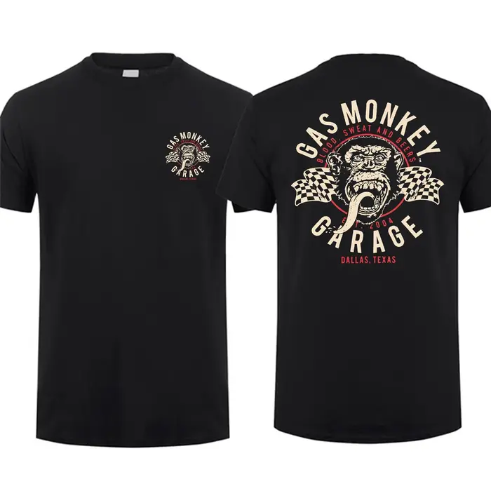 T-Shirt Homme 2024 Coton, Objets d'Été, Économie Homme, Double Face Gas Monkeys GarageY-Streetwear,