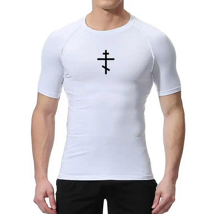 Chemise de Compression à imprimé croisé pour hommes t-shirt athlétique chrétien t-shirts hauts gymnastique entraînement Fitness course bases sous-vêtements