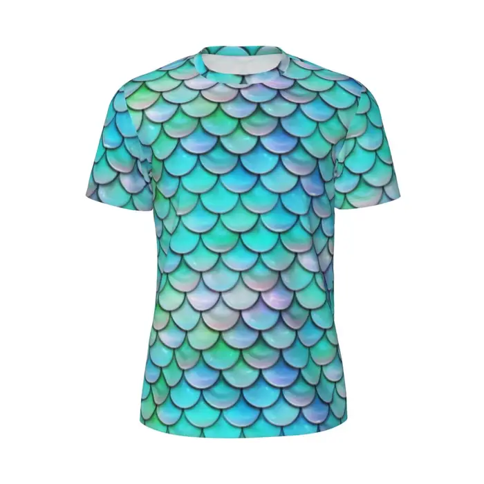 Vêtements de sport sirène mystique t-shirt écailles de poisson colorées T-Shirts populaires homme St