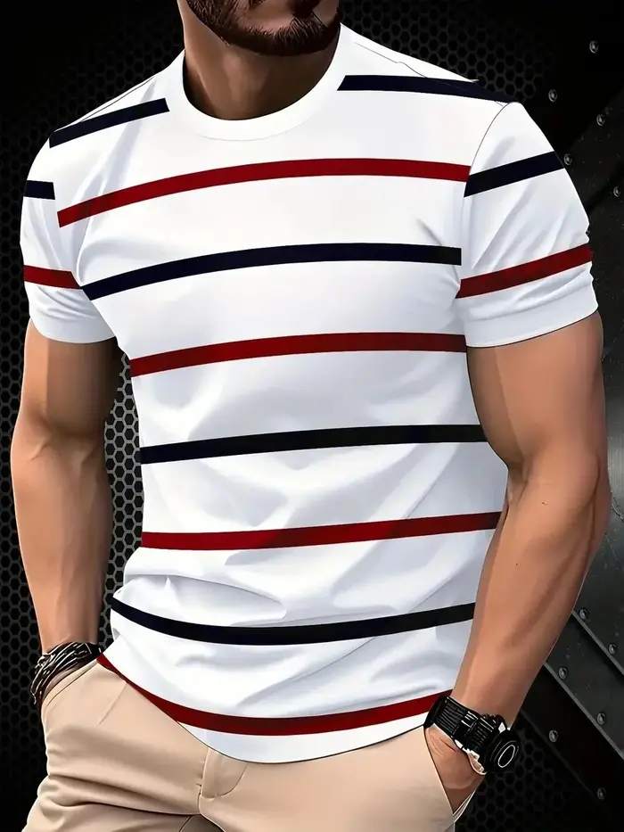 T-shirts classiques rayés imprimés pour hommes et femmes, avec motifs imprimés, pour le sport, le fi