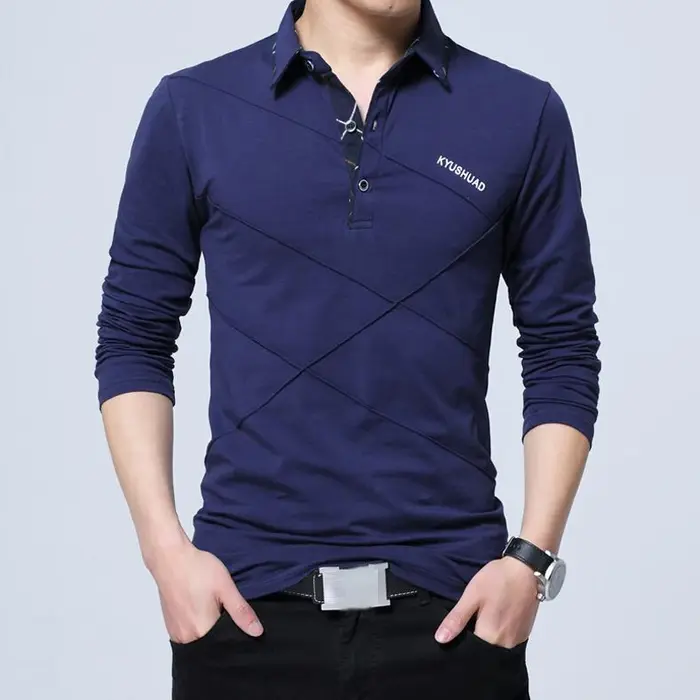 Polo à manches longues en coton pour homme