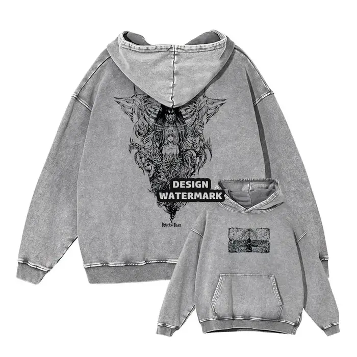 Anime Levi sweats à capuche Vintage lavé a-attaque sur Titan sweat à capuche décontracté Manga Yeage