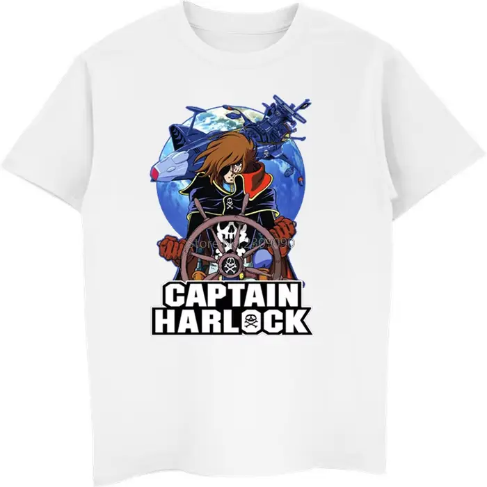 Anime capitaine Harlock T-shirt hommes coton à manches courtes