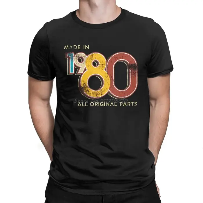 T-shirt rétro à manches courtes pour hommes, 1980, en coton, Unique, fait en 1980