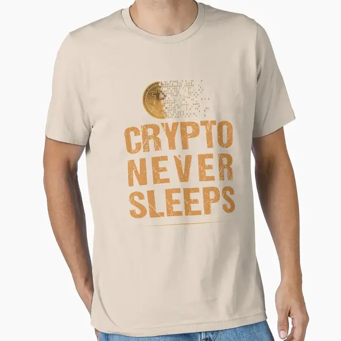 Bitcoin Logo Crypto ne dort jamais Vintage Crypto crypto-monnaie 100% coton t-shirt pour hommes gran