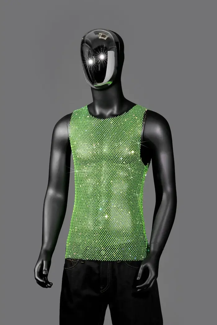 Gilet brillant transparent sexy pour hommes