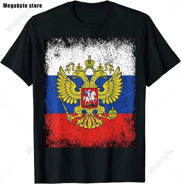 T-Shirt drapeau russe Cool russe Premium grand cadeau T-Shirt classique graphique haute qualité col 