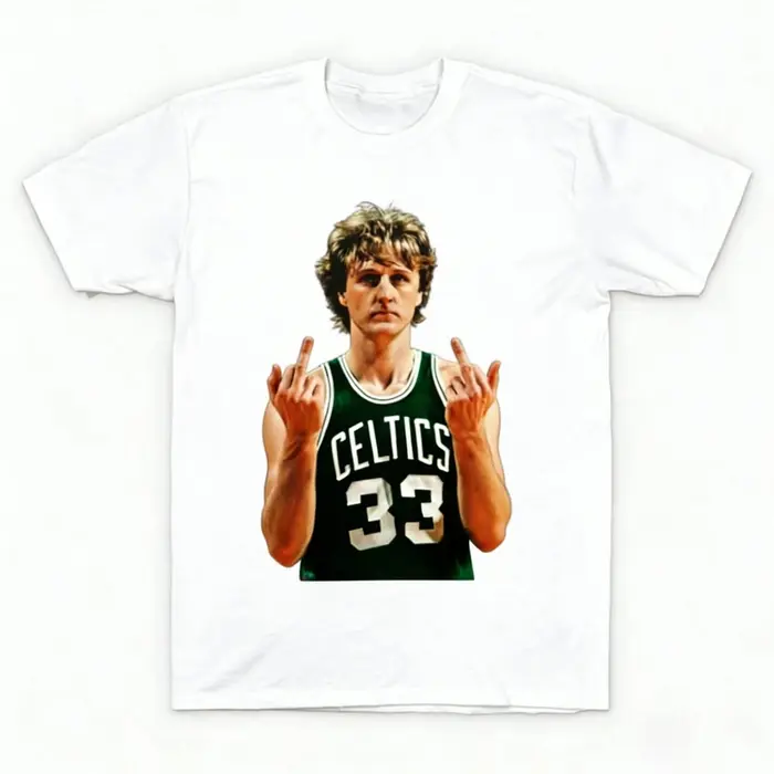 T-shirt rétro d'été pour hommes, imprimé graphique Larry Bird Basketball Star, manches courtes, col 