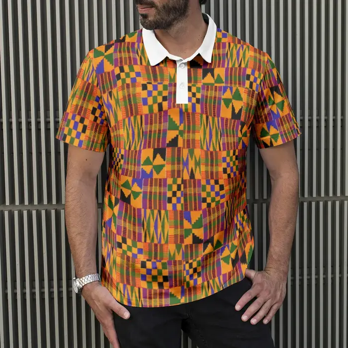 Polo pour homme en tissu imprimé africain Kente_ Style classique coloré 2026