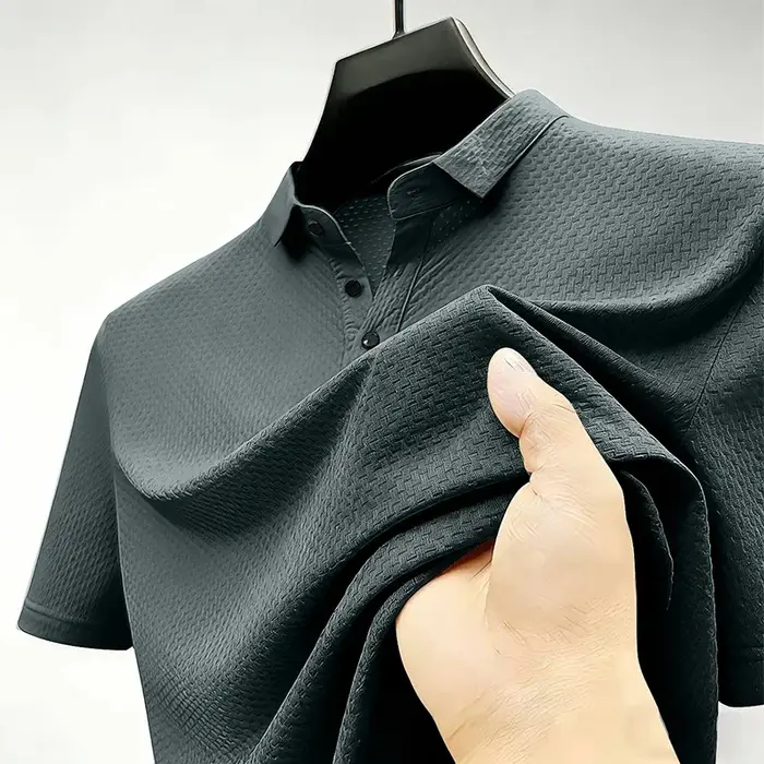Polo sportif à manches courtes pour homme avec texture gaufrée, haut décontracté athlétique, anti-hu
