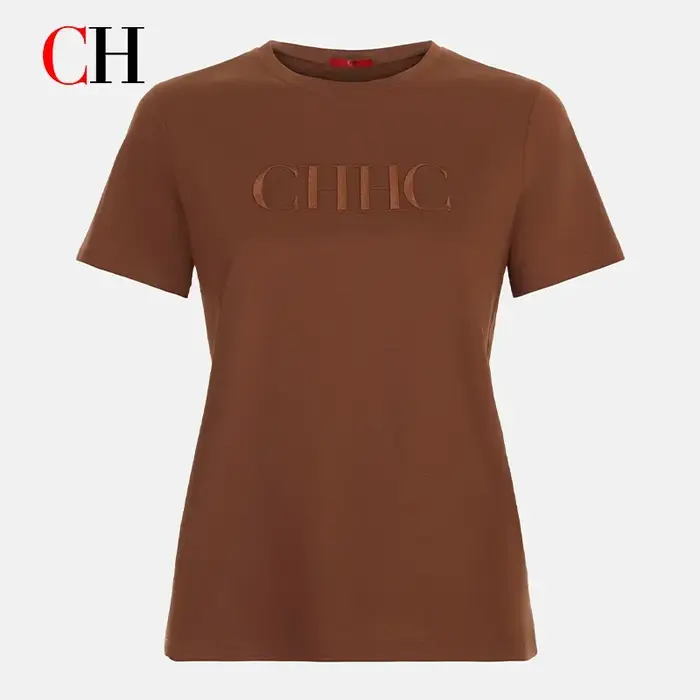 T-shirt élégant brodé de lettres CH 2026 en coton doux à manches courtes