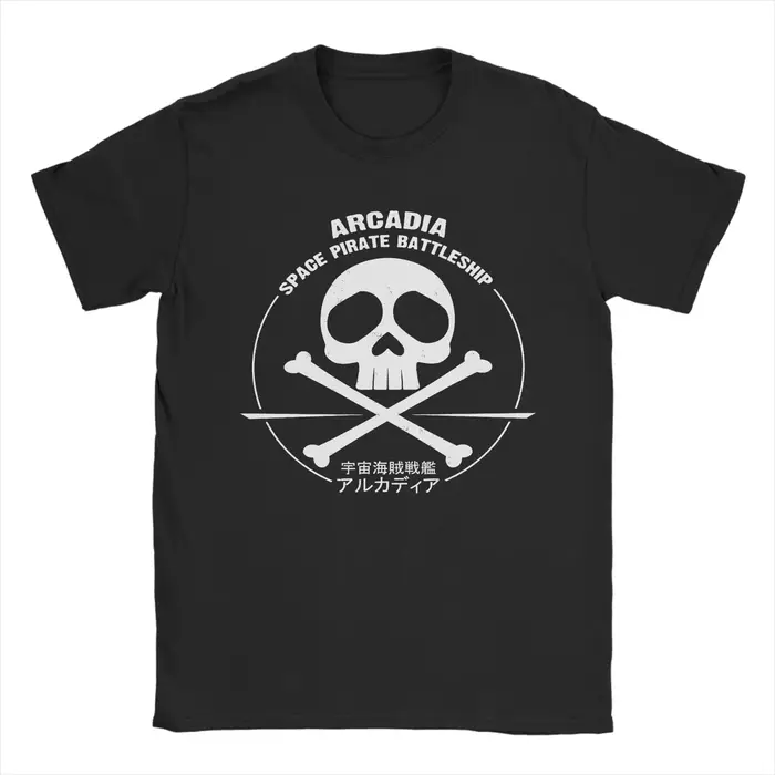 T-Shirt à manches courtes pour hommes, en coton, à col ras du cou, avec motif Arcadia Space Pirate C