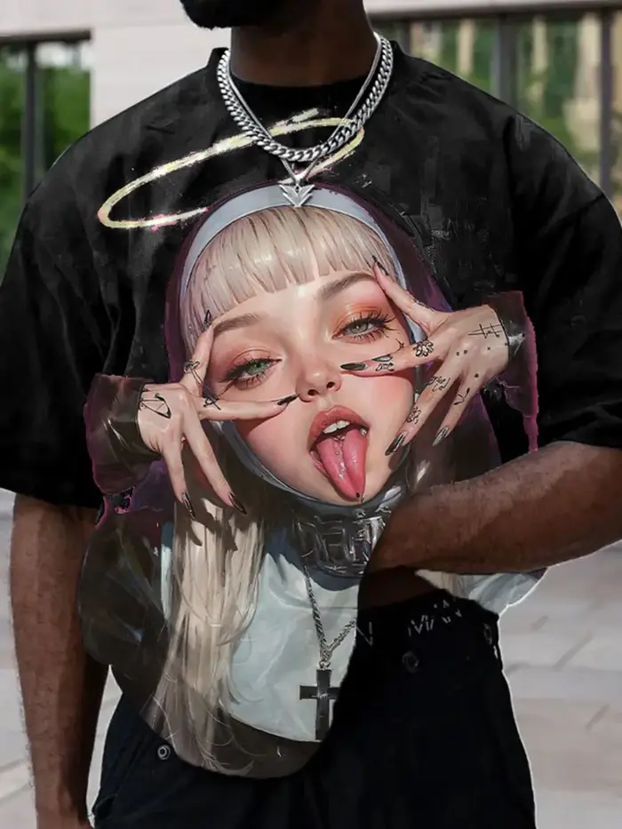 2025 cadeau du nouvel an 3D imprimé hommes décontracté à manches courtes T-shirt mode HD Anime impre
