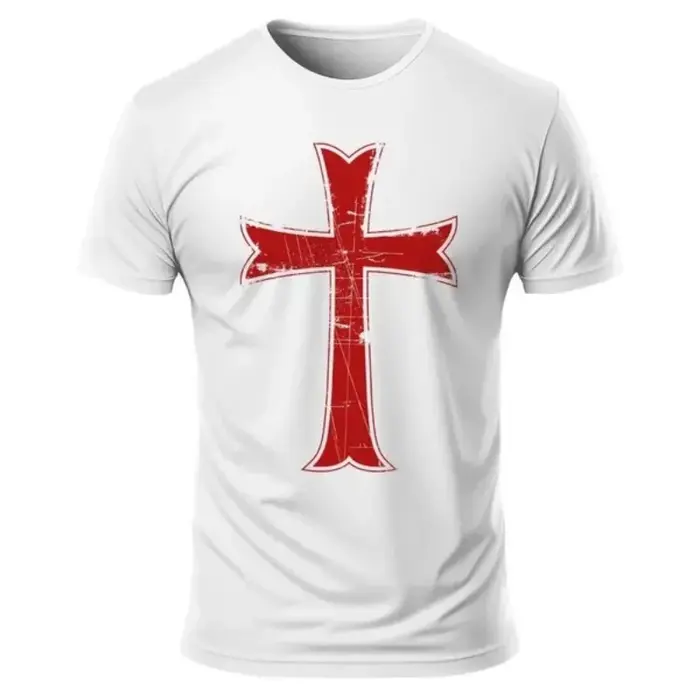 Croisé croix rouge chevaliers templier foi chrétienne graphique T-Shirt à manches courtes col rond h
