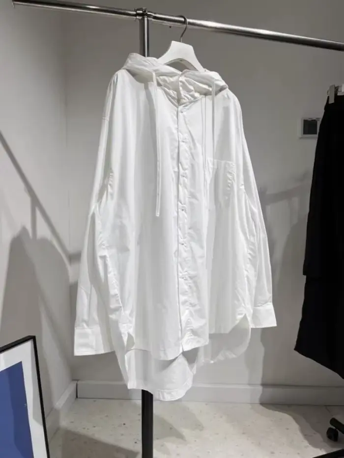 Mode haut pour femme Blouses surdimensionnées vêtements pour femmes 2025 Blusas Mujer De Moda chemise à capuche à manches longues décontracté blanc manteau de base
