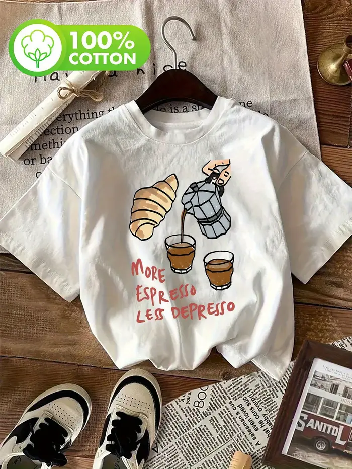100% coton femmes café amant T-Shirt plus expresso moins depresso graphique