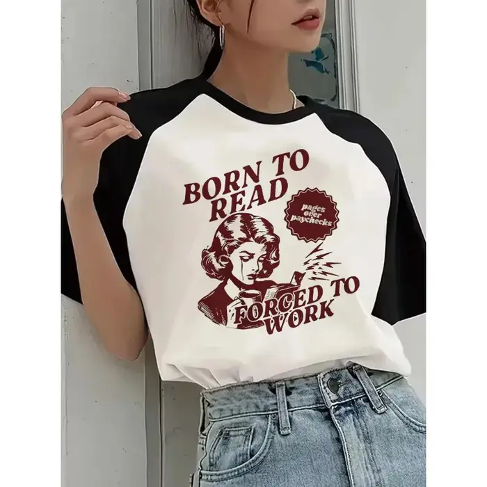 T-shirt pour femme avec motif vintage pour les amoureux des livres