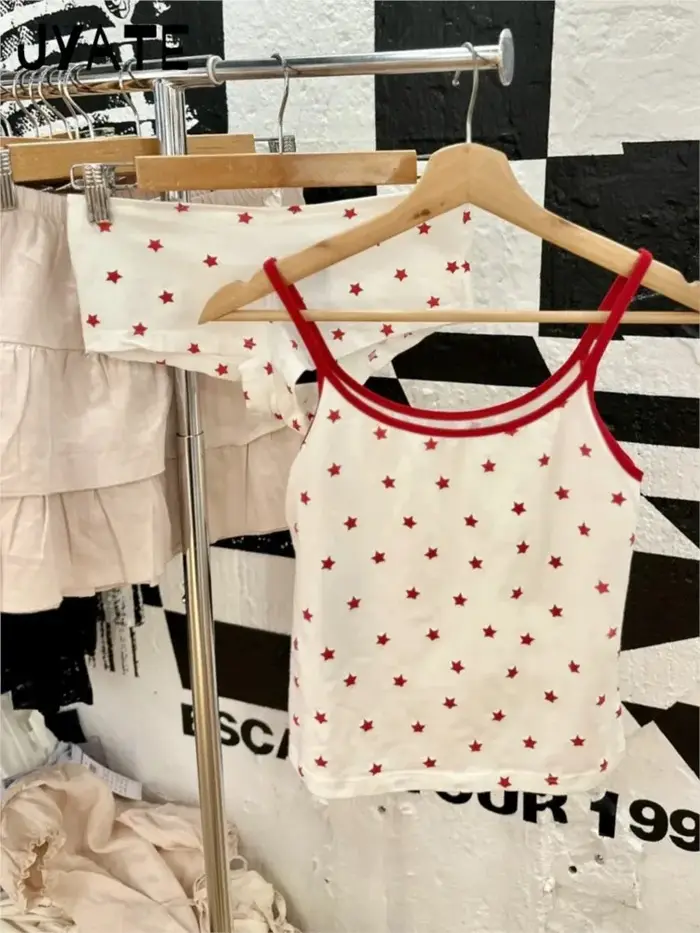 Débardeurs sans manches imprimés étoiles rouges pour femmes