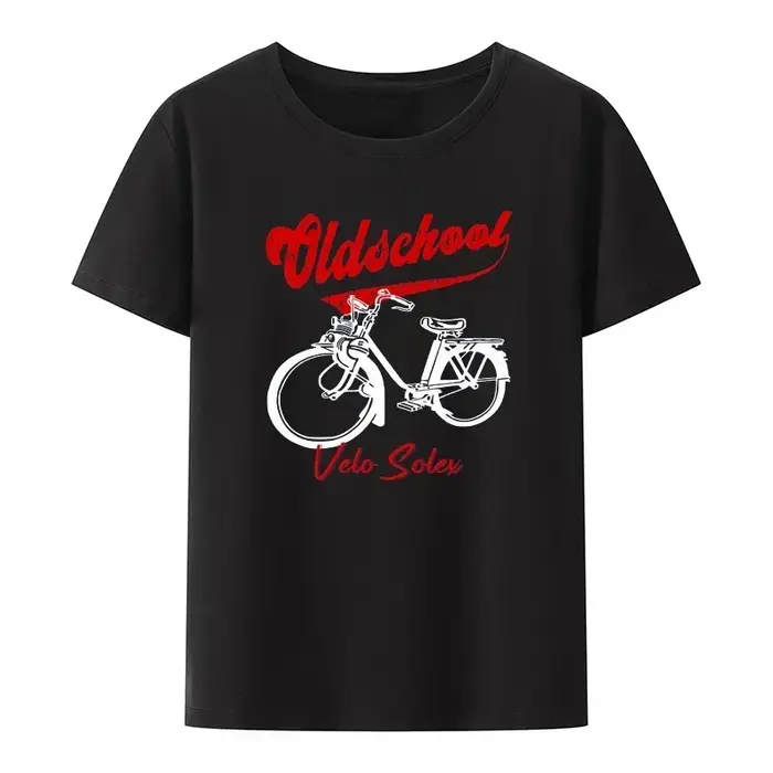 T-shirt unisexe à manches courtes Velo Solex Bike Print pour hommes et femmes