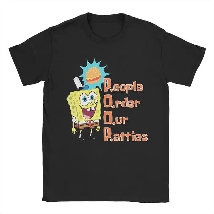 S-Spongebobs T-shirt pour hommes, T-shirt fantaisie à manches courtes et col rond, 100% coton, vêtem