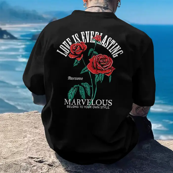 T-shirt pour homme en coton 100% avec imprimé graphique soleil et plage