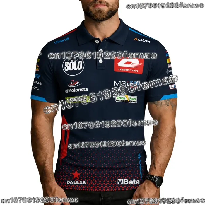 Polo de compétition Moto2 QJ MOTOR Racing Team 2025 – T-shirt d'été à manches courtes pour fans de motorsport