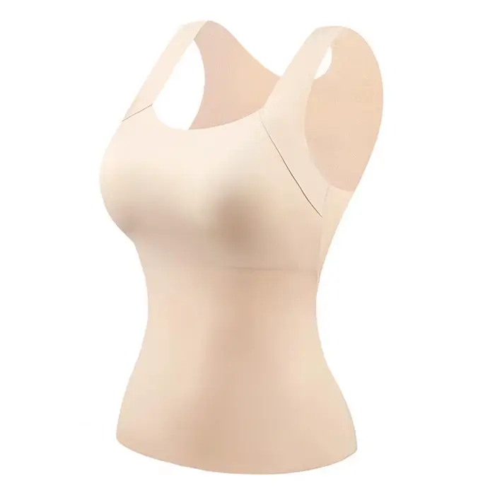 Débardeur thermique pour femme, doublé polaire, sans manches, avec soutien-gorge intégré, camisole t