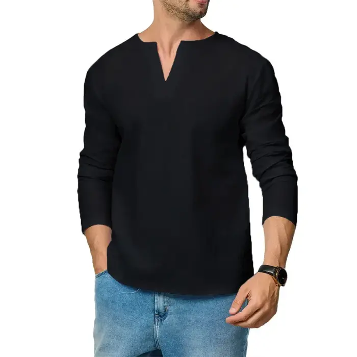 T-shirt en coton et lin pour hommes