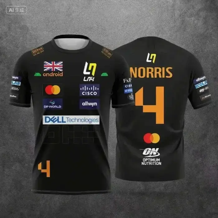 T-shirt de style combinaison de course McLaren Lando Norris n°4/81 2026 pour homme