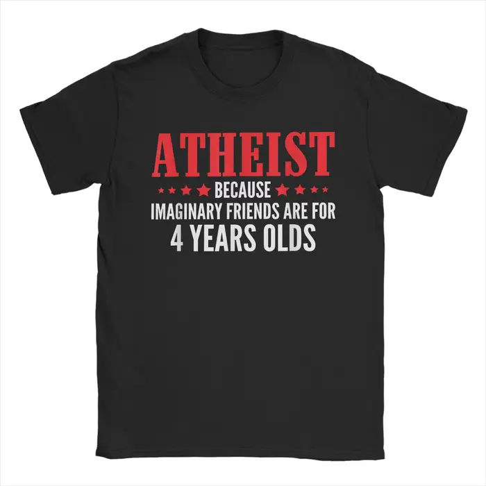 T-shirt athée amusant avec des amis imaginaires, anti-religion, athéisme, en coton, pour hommes, à m
