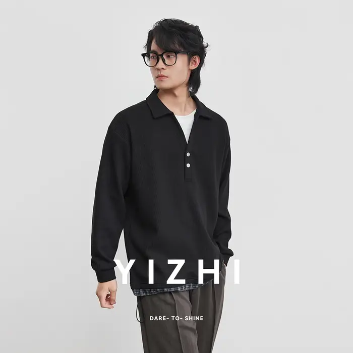 T-shirt Polo Homme Tendance à Col Revers Effet Deux Pièces